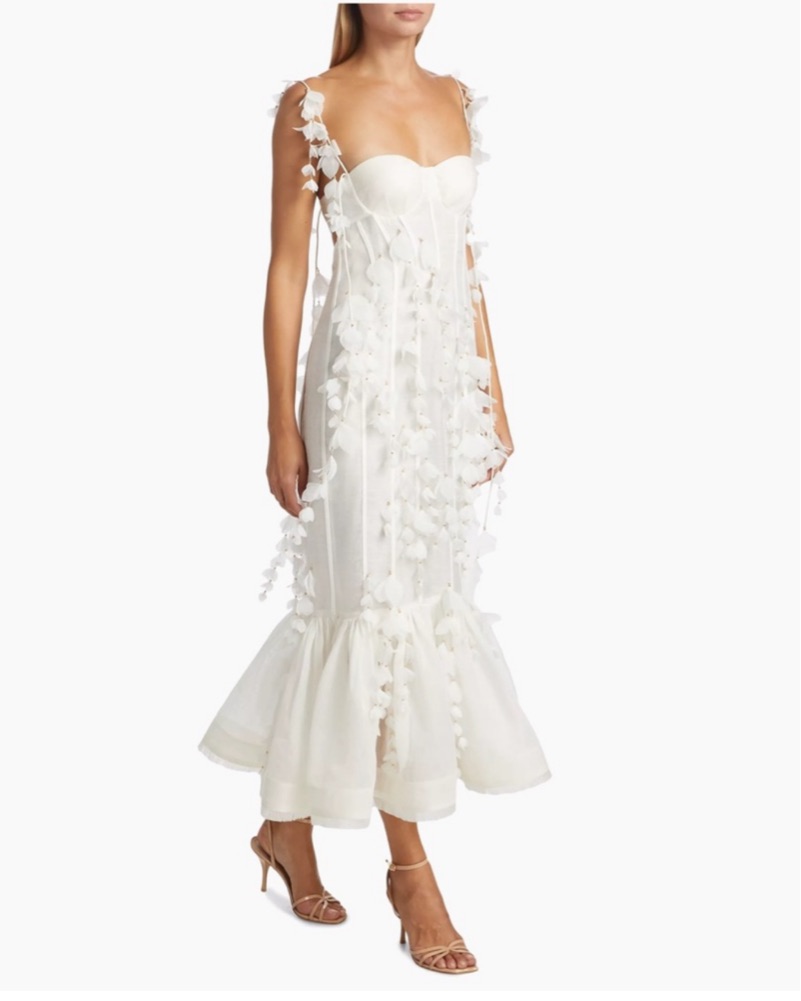knee length dresses for ladies Zimmermann Crush Buttoned Midi Dress Ciara Floral