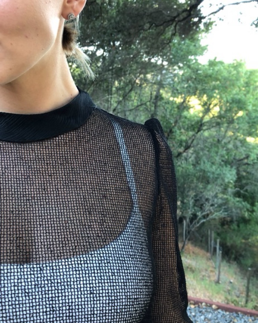 Black Mesh Dress With Silk Detailing - Image 3