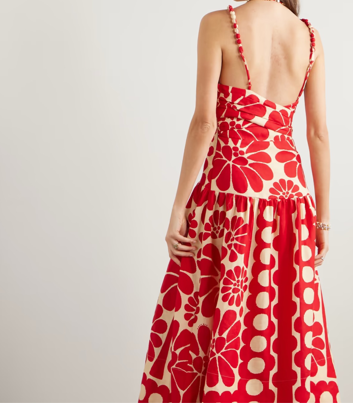 open lace back dress Red 3d Flower Euroflax Premium Linen Maxi Dress