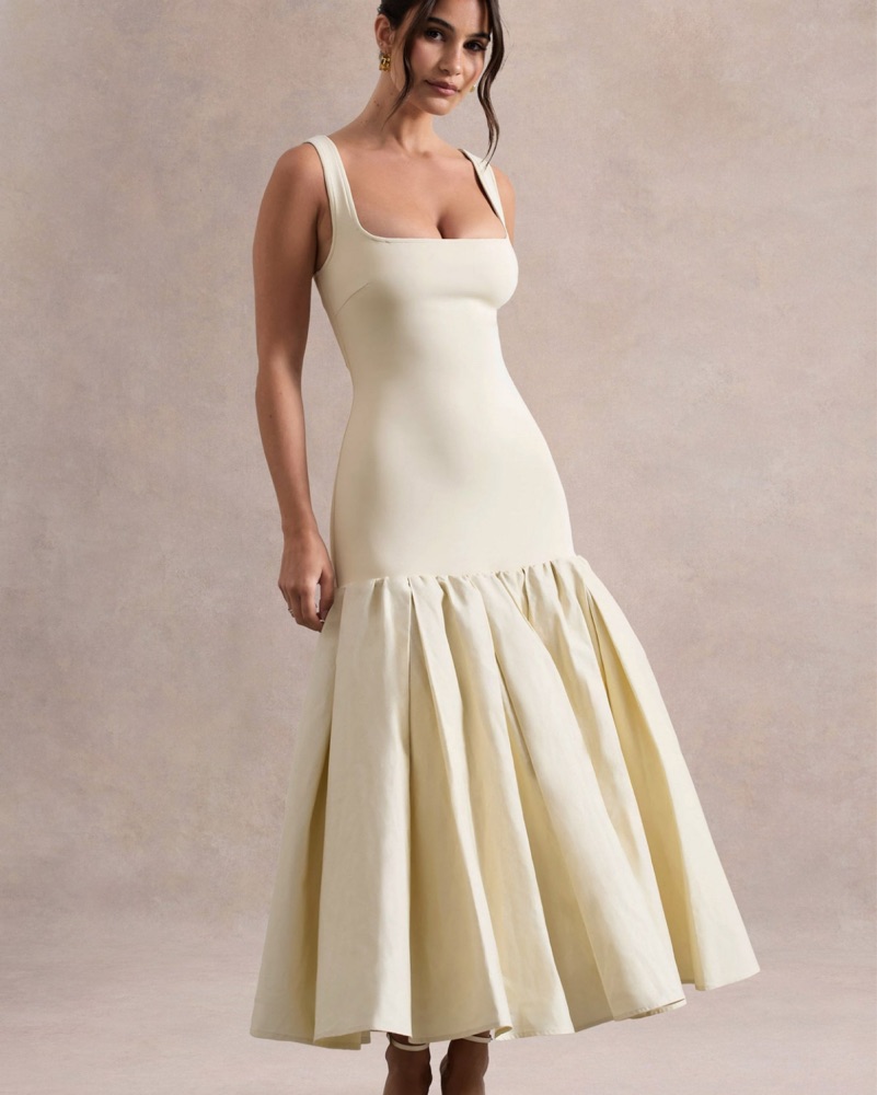 white christmas dresses Salome Black Twisted Asymmetric Midi Dress – Club L London main image 1