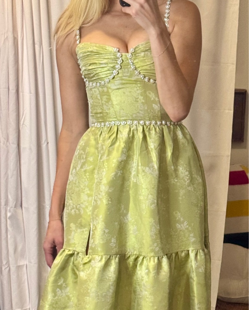 The Lucetta Dress in Chartreuse Windsor by V. Chapman - Pickle