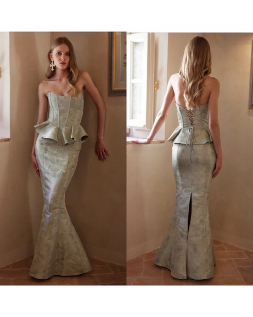 green emerald velvet dress The Vivian Dress in Sage Windsor Brocade 12 / Sage Windsor Brocade