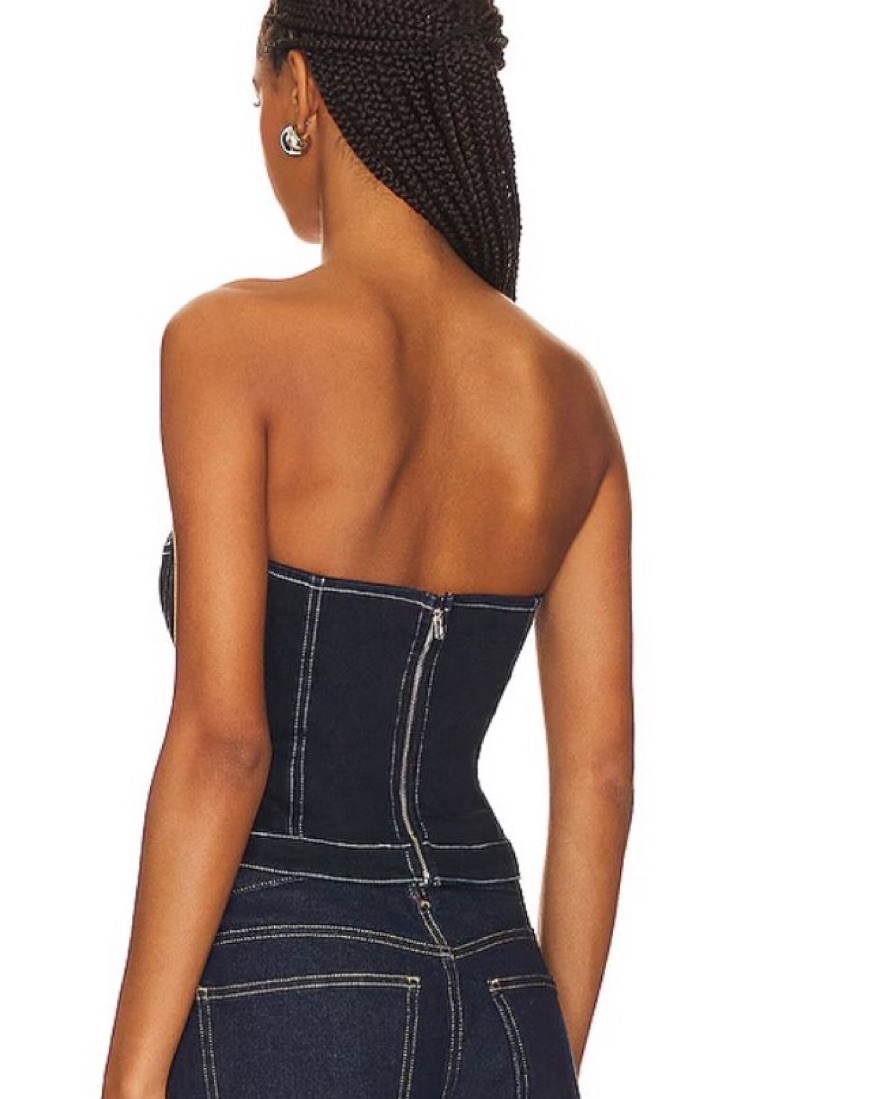 Sleek Strapless Denim Jumpsuit - Image 2
