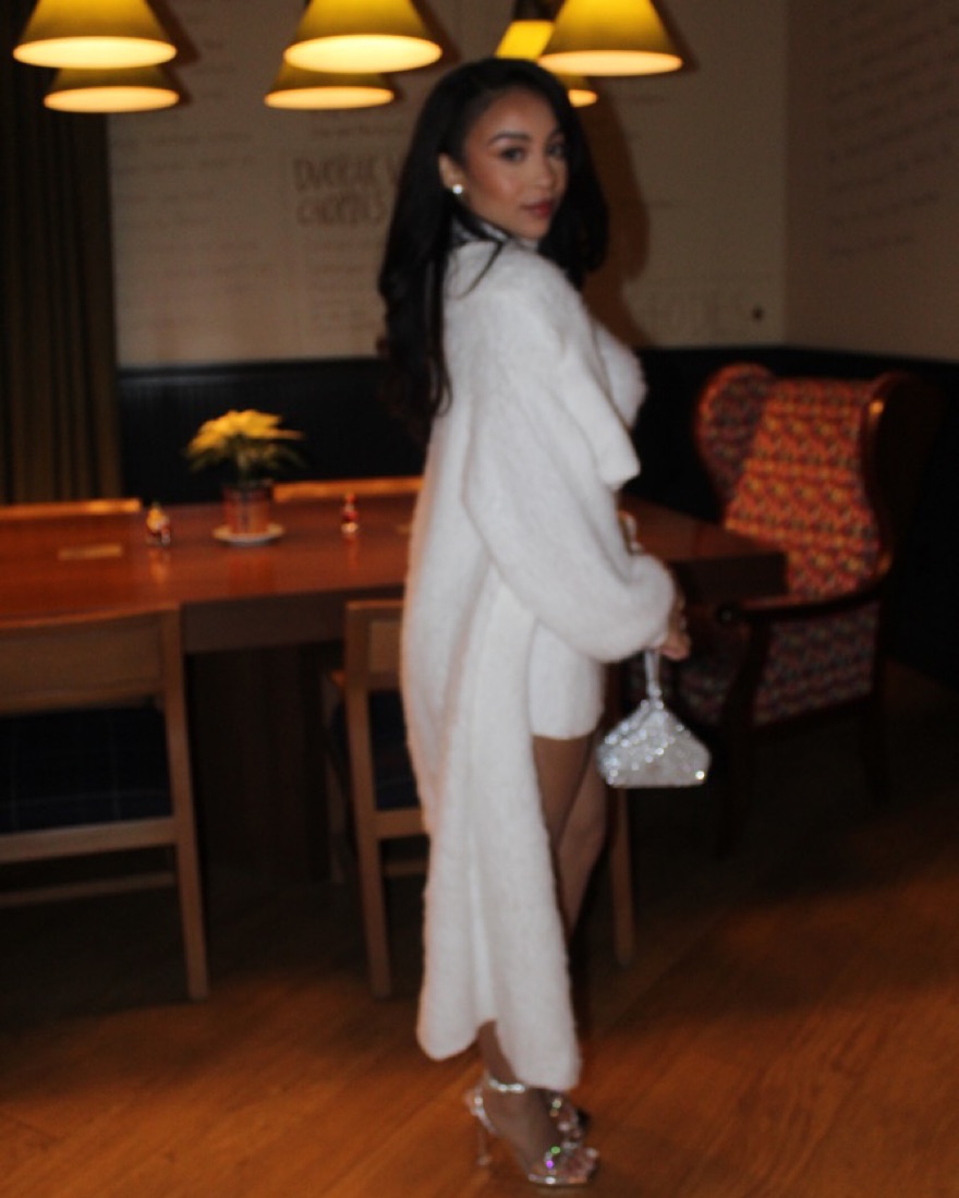 Elegant White Fuzzy Dress /Long Cardigan - Image 3