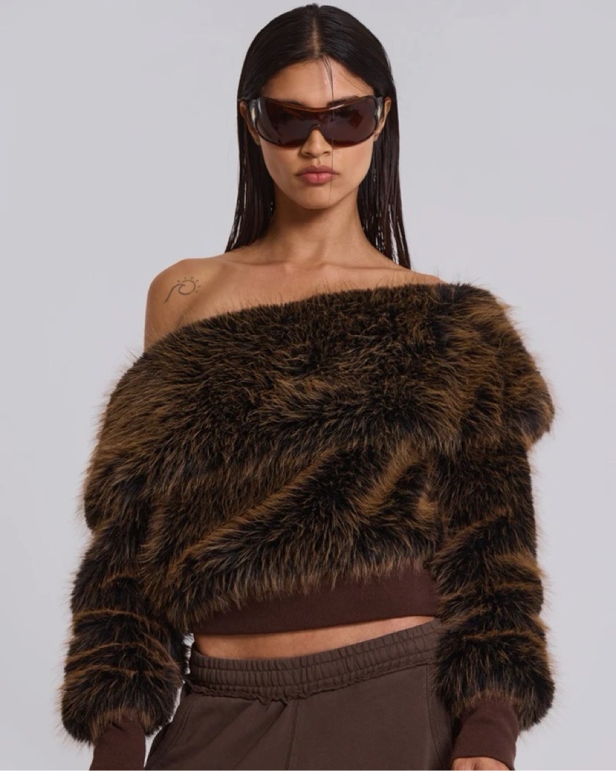 JADED LDN OFF-SHOULDER FAUX FUR - Image 4