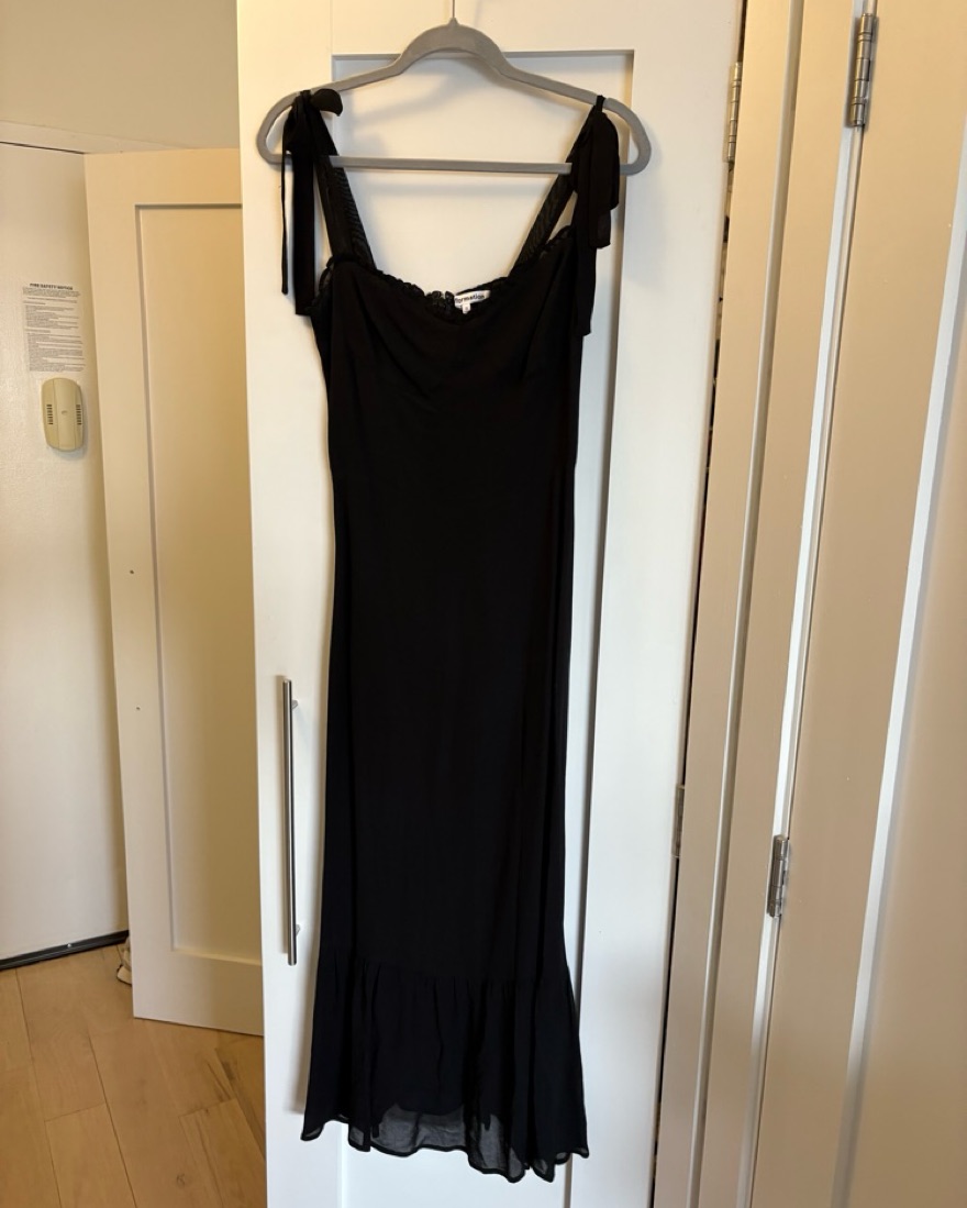 reformation black tie dresses Caroline Maxi Dress Jersey in Black – SKATIE main image 1
