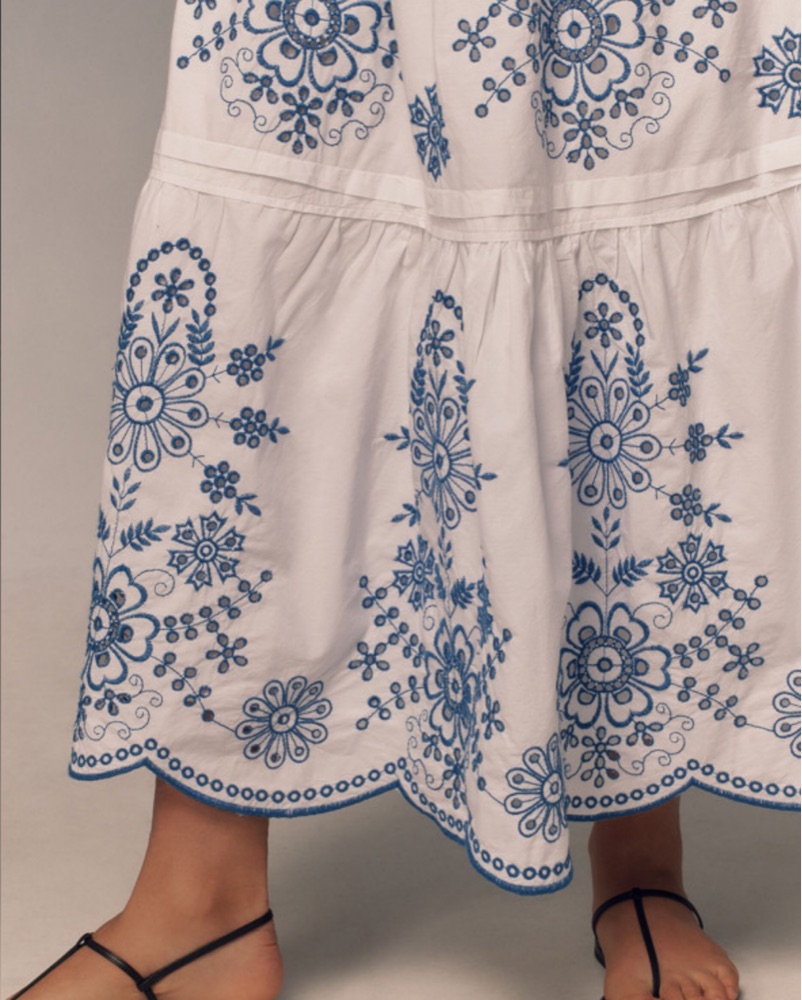 anthropologie blue embroidered dress European and American Style Short Sleeve Horse Pattern Princess Dress for Girls, Summer Dress for Toddlers and Young Children 130 (7-8Y) / Blue main image 1