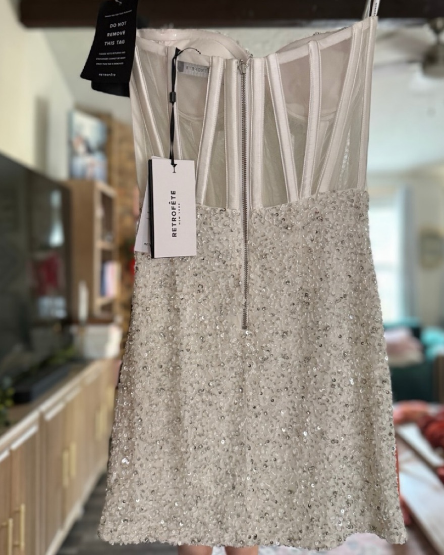 Retrofete Sienna Beaded White Dress - Image 4