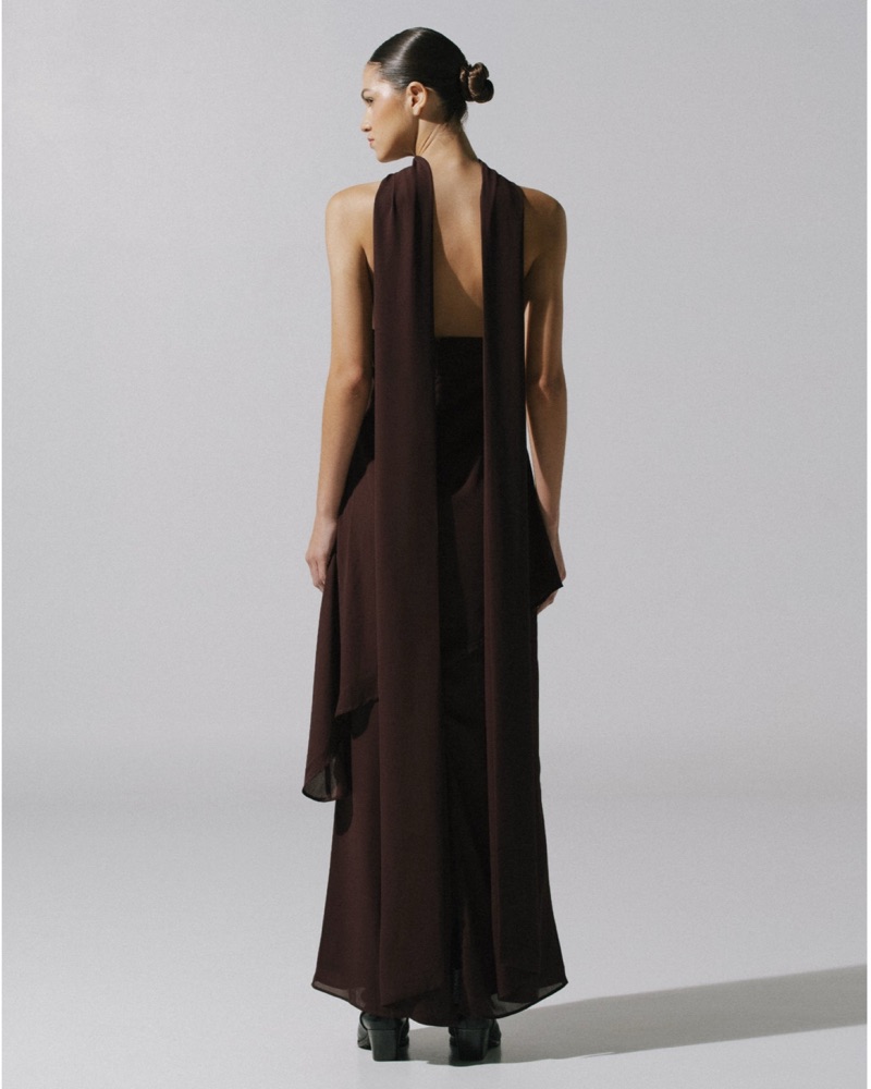 baobab brown dress Anastasia One Shoulder Modal Midi Dress - Mahogany