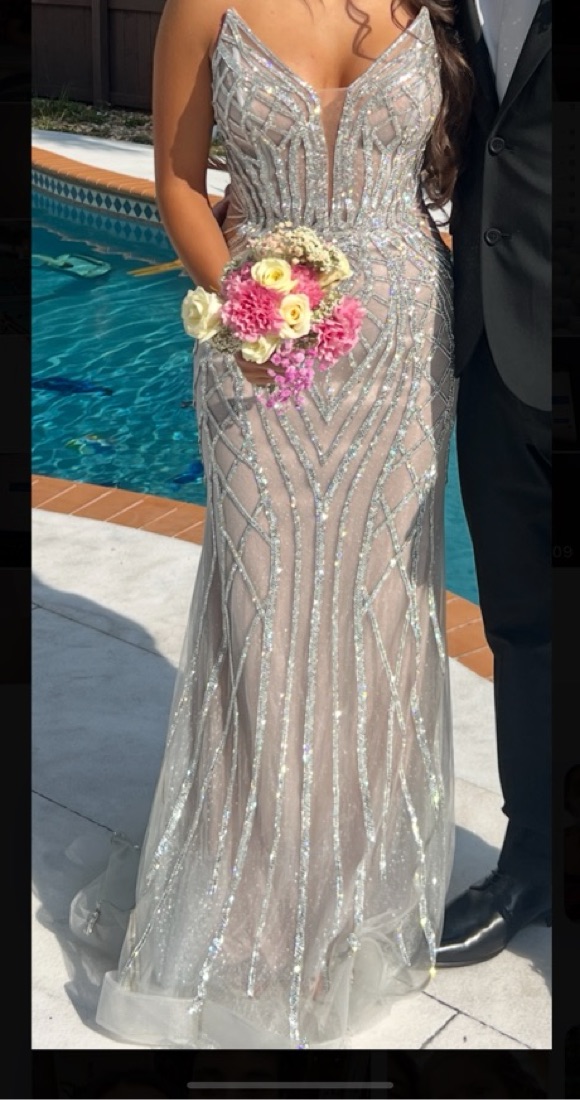 Silver Strapless Prom Dress Corset  - Image 3