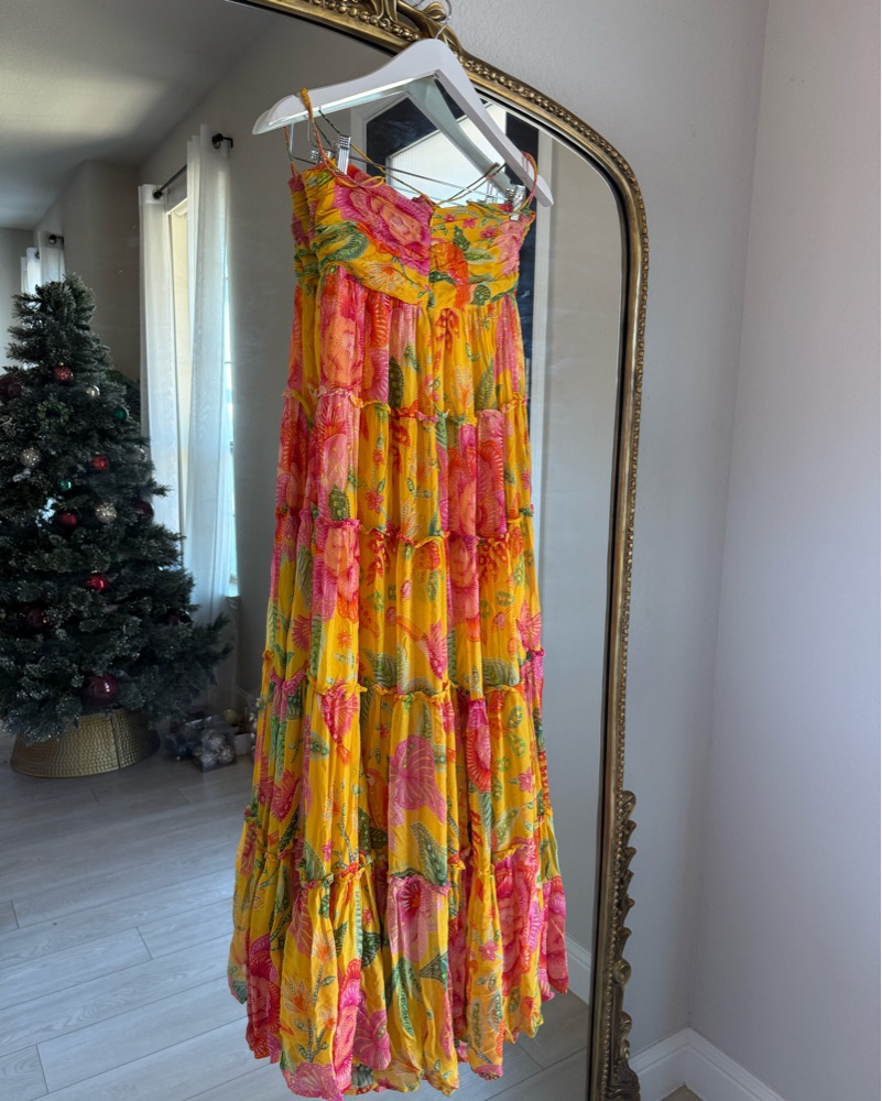 Farm Rio Macaw Rosette Bloom Maxi Dress by Farm Rio - Pickle