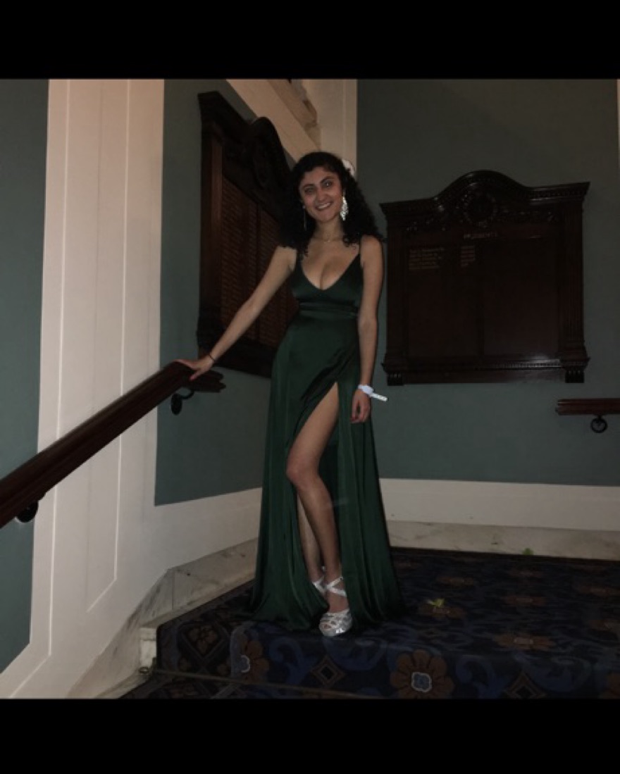 Emerald Green Satin Dress - Image 3