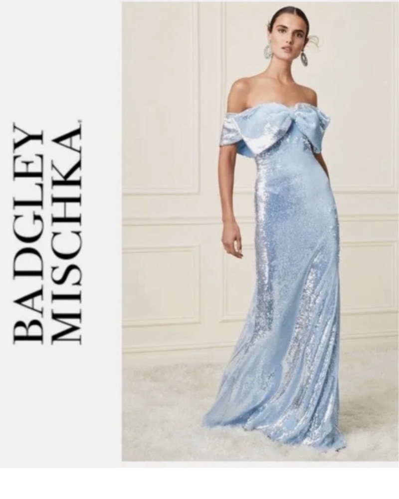 blue dress for baby girl Badgley Mischka Bow Wrap Gown – Bluefly
