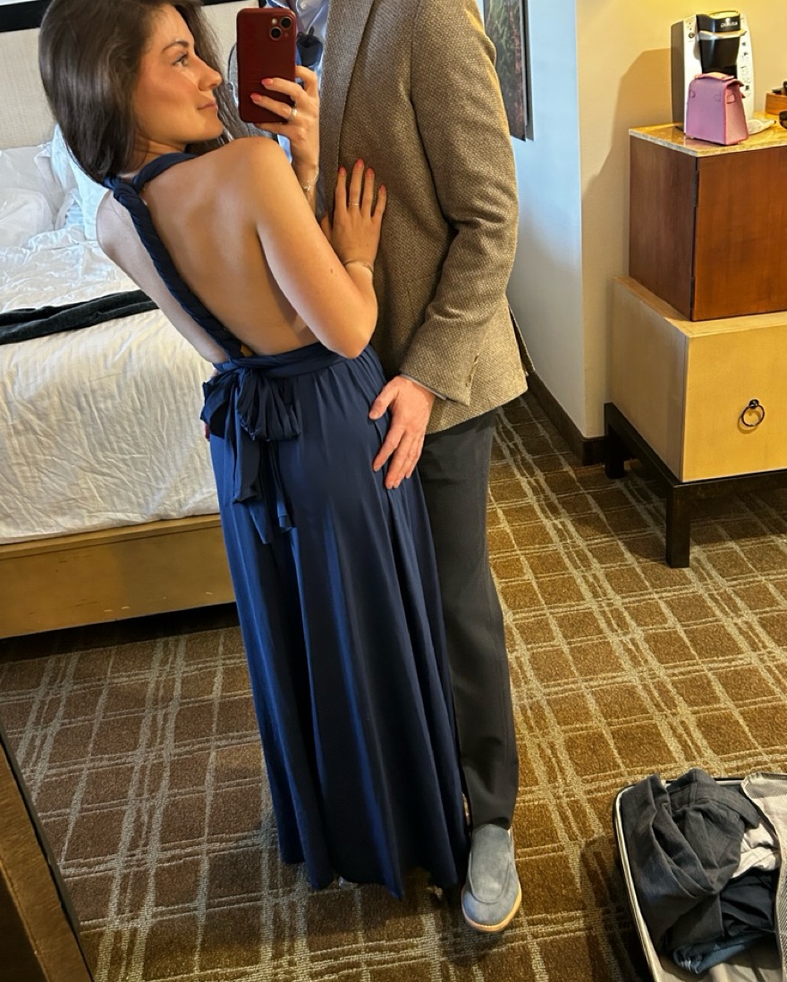 Elegant Navy Blue Multi-tie Dress - Image 2