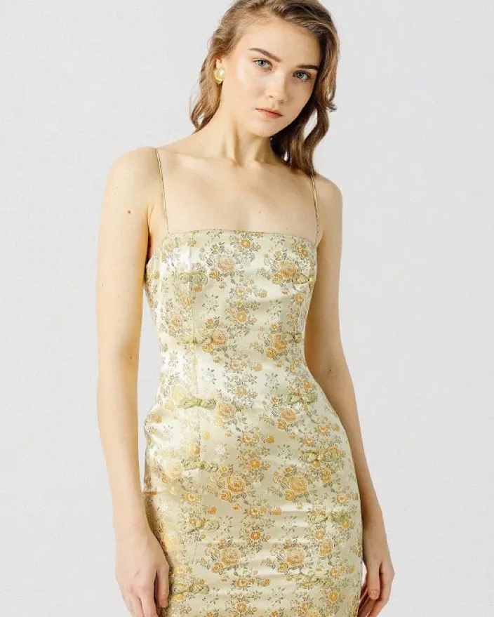 sau lee gold dress SAU LEE TEDDI SATIN MINI DRESS – Effie's Inc main image 0
