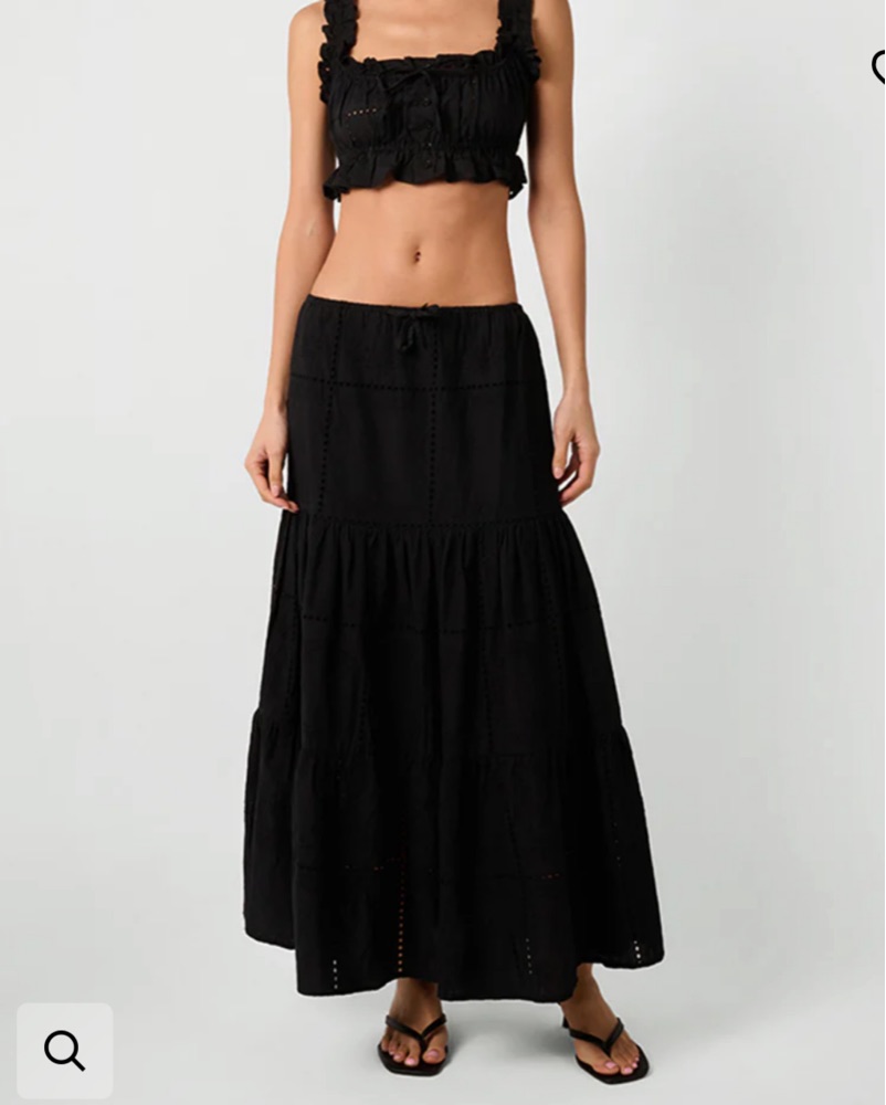Eyelet Black Maxi Skirt - Image 3