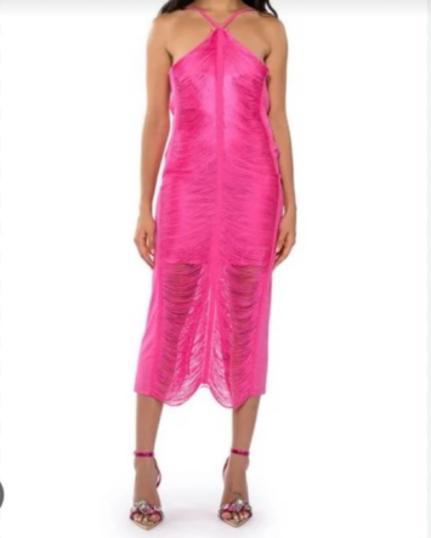 New Ideas Low Back Fringe Midi Dress by Akira - Pickle
