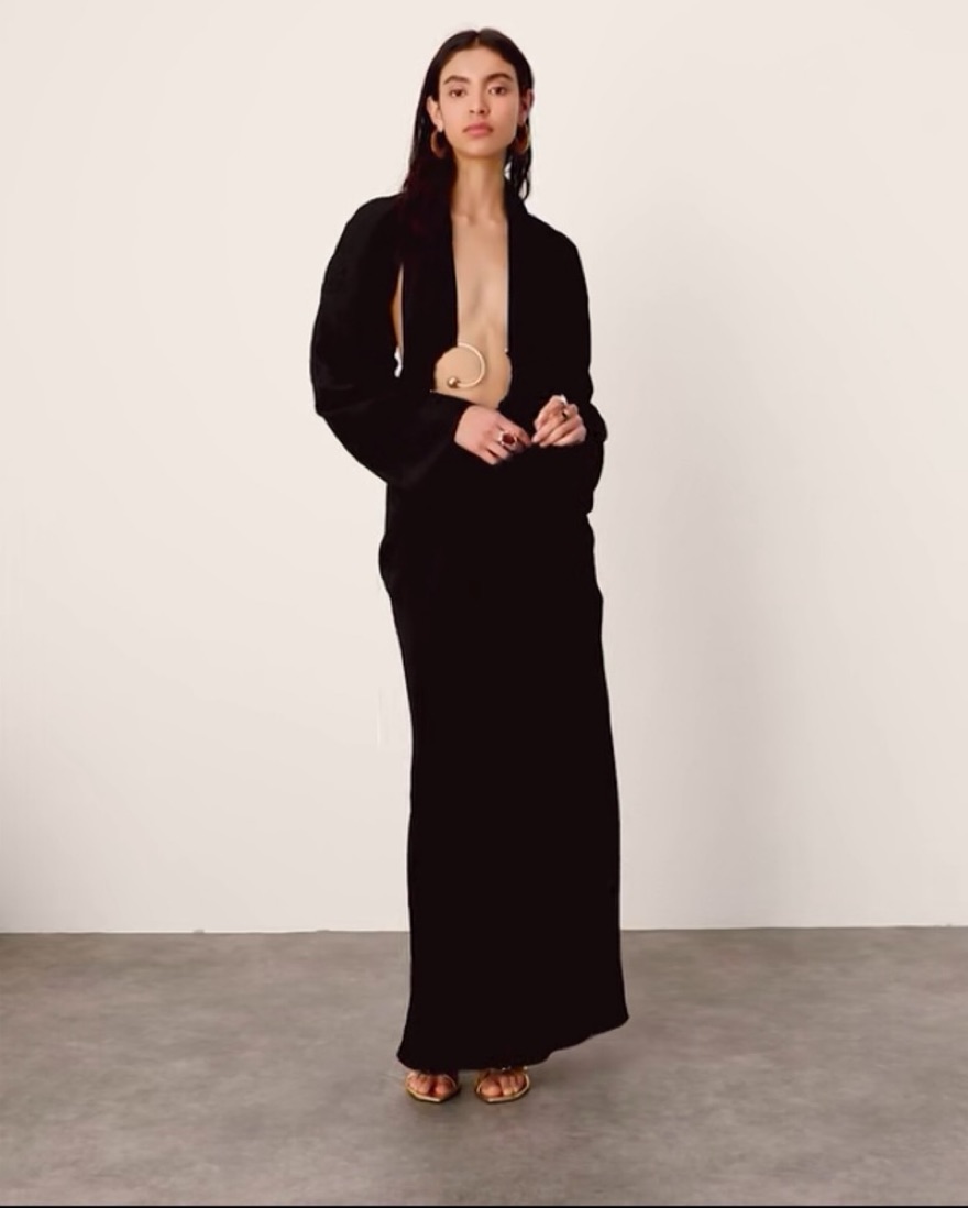 Spiral trim long sleeve maxi dress - Image 1