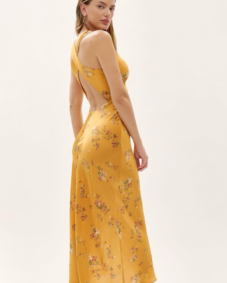 Reformation Gold Silk Dress by Reformation - Pickle