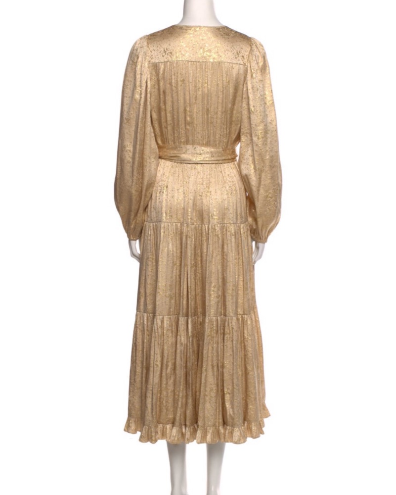 Ulla Johnson Gold Long Sleeve Gown by Ulla Johnson - Pickle