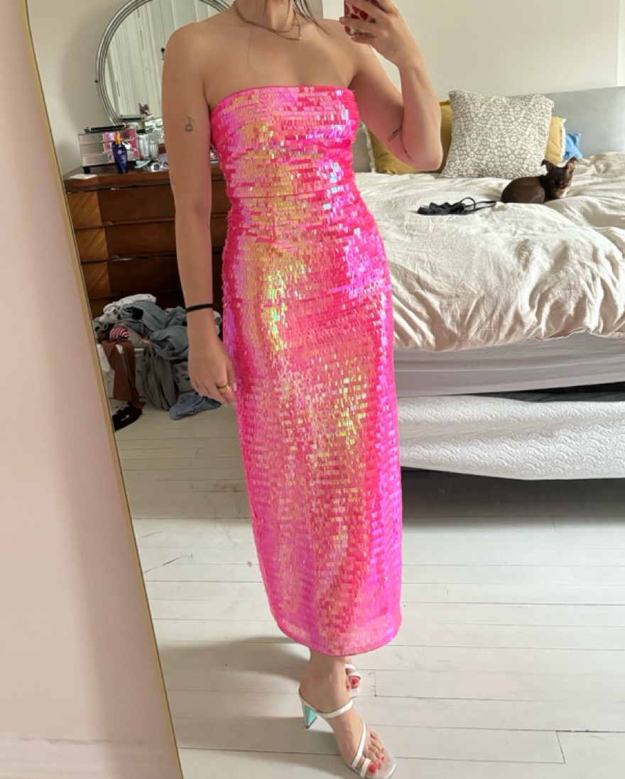 Saylor Glitter Sparkle Pink Sequin Dress by Saylor - Pickle