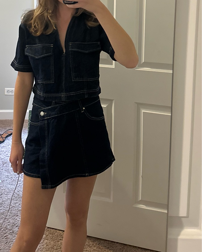 princess polly baby blue dress Zara Z1975 BELTED DENIM DRESS at Bayshore Shopping Centre in Ottawa, ON