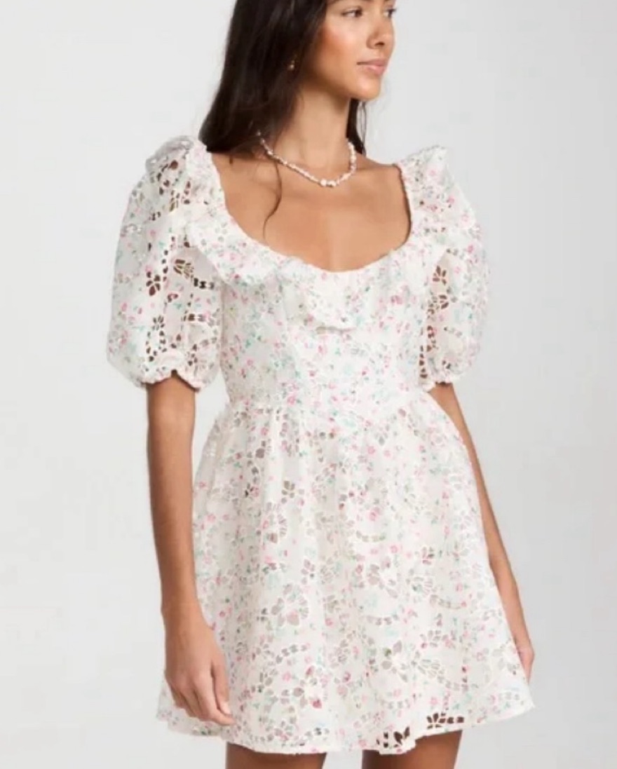 open lace back dress For Love & Lemons Magnolia Mini Dress in White – Cattivo