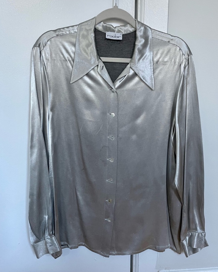 Vintage Metallic Silver Blouse - Image 1