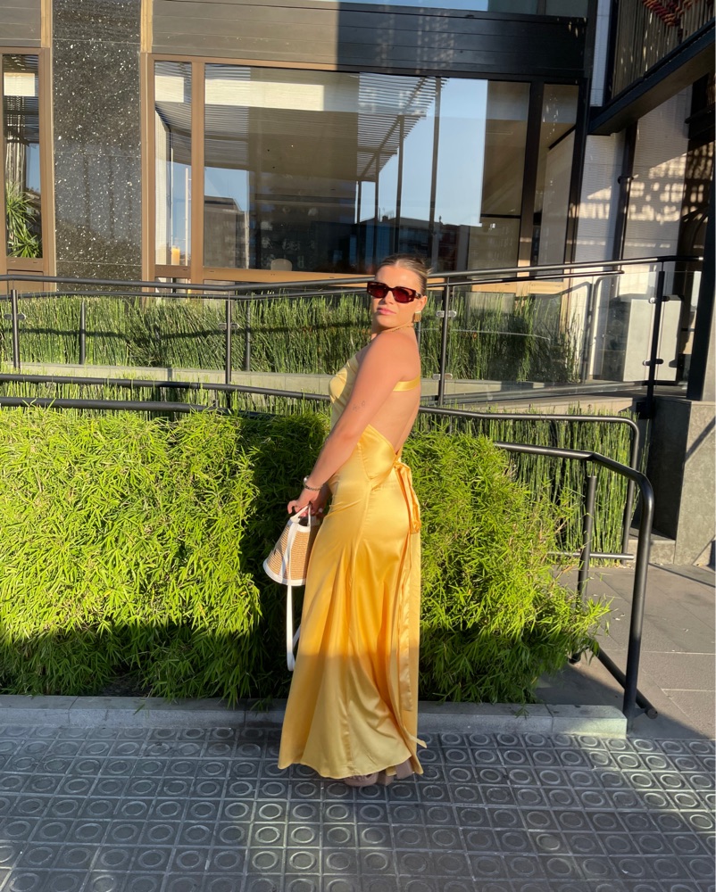 Elegant Yellow Satin Cocktail Dress by Princess Polly - Pickle