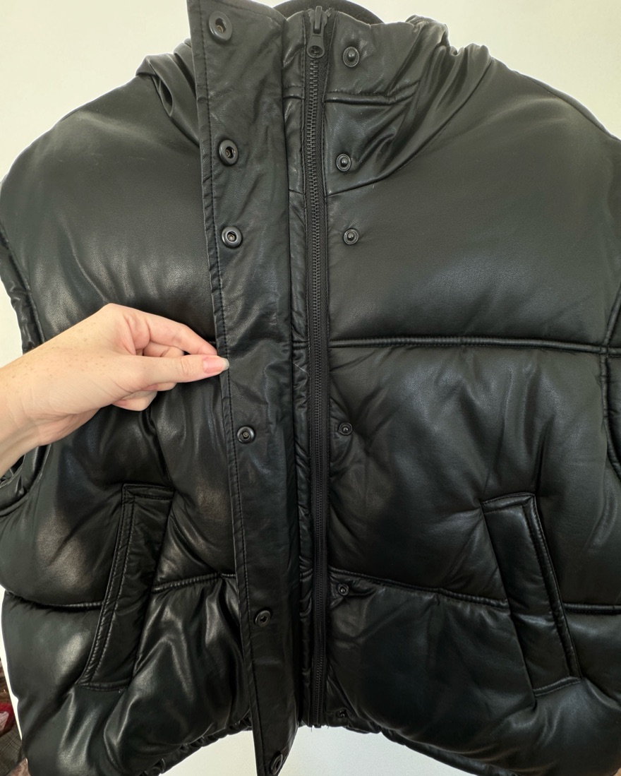 Zara Puffer Faux Leather Vest - Image 3