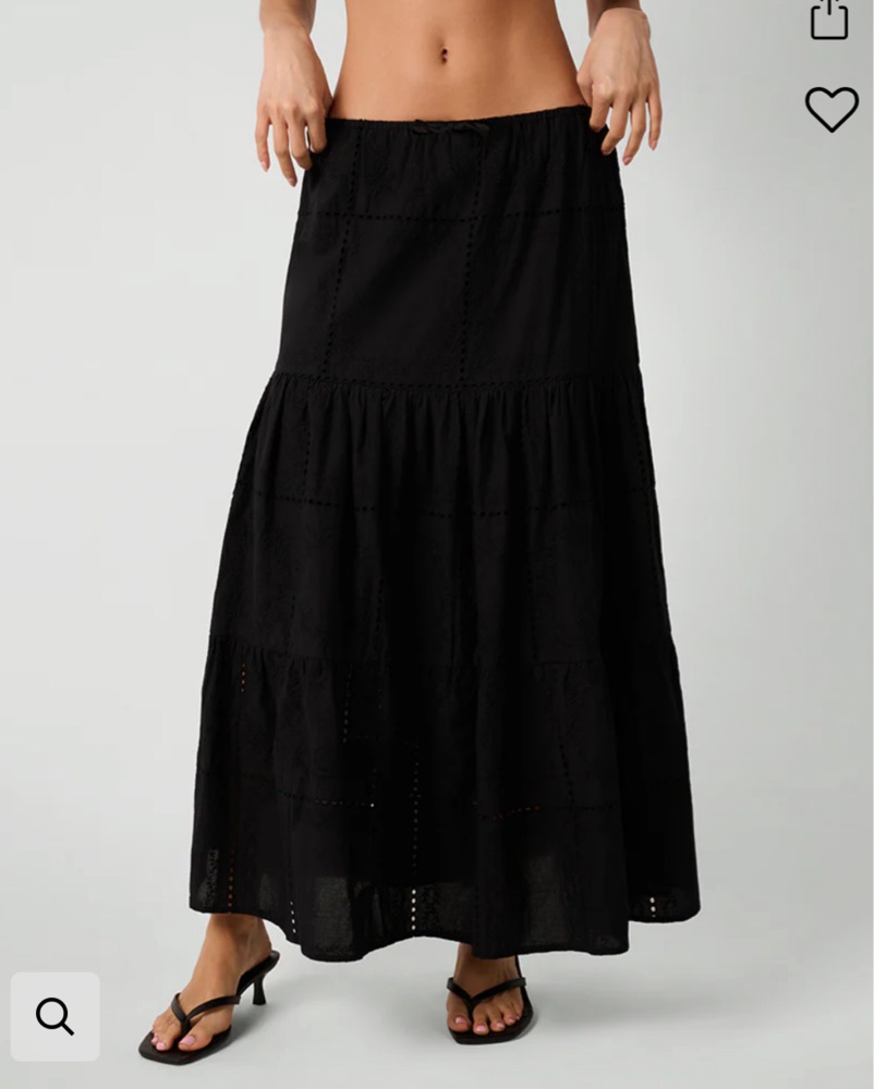Eyelet Black Maxi Skirt - Image 1