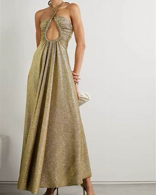 slim fit dress slacks Morgan & Co 10141 Formal Long Metallic Prom Dress main image 1
