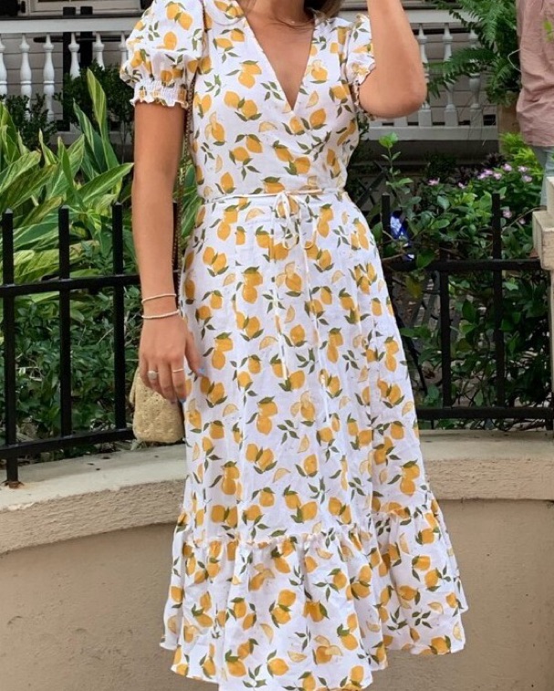 Reformation Lemon Printed Linen Dress - Image 1