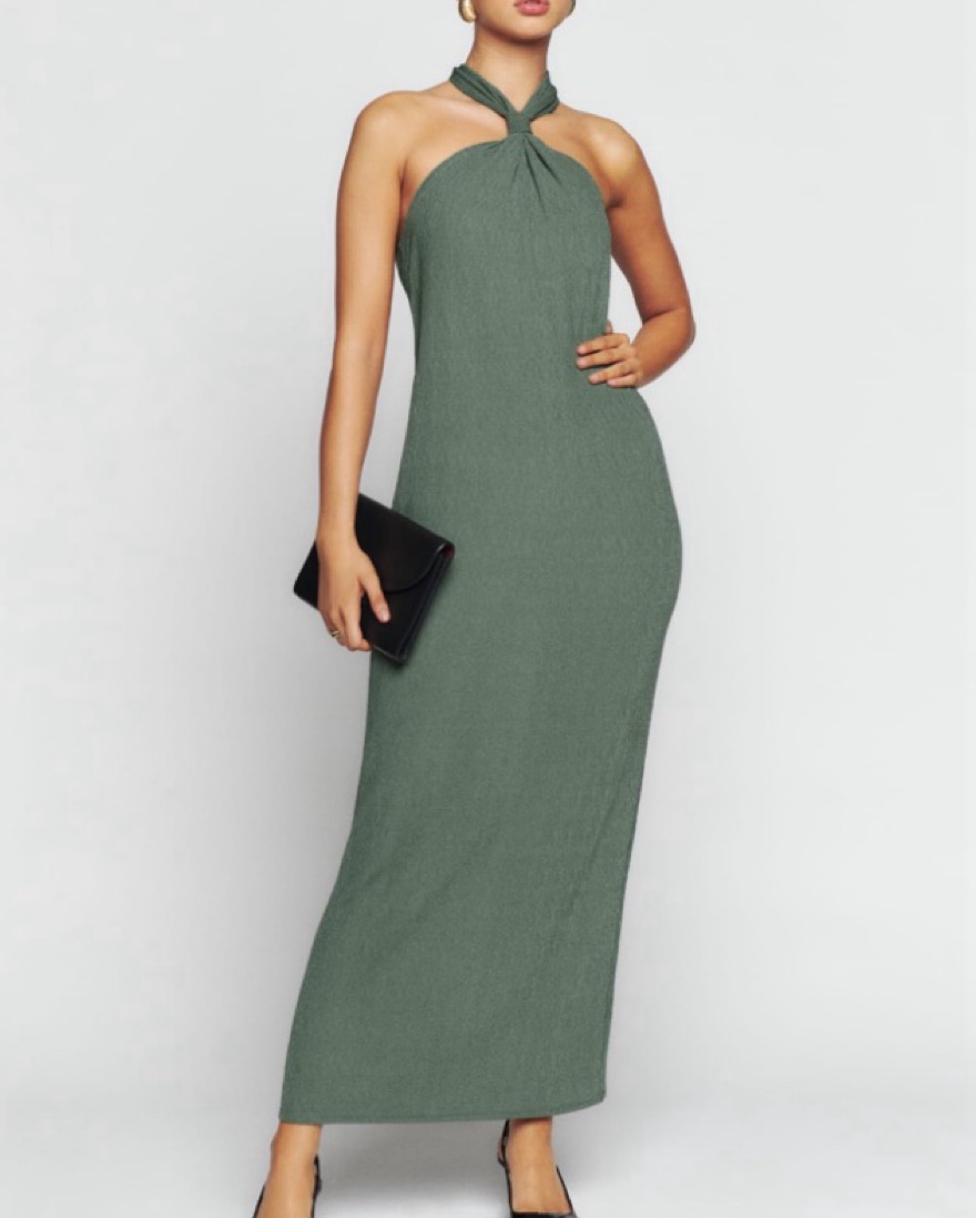 slim fit dress slacks Women's Green Knit Halter Dress main image 0