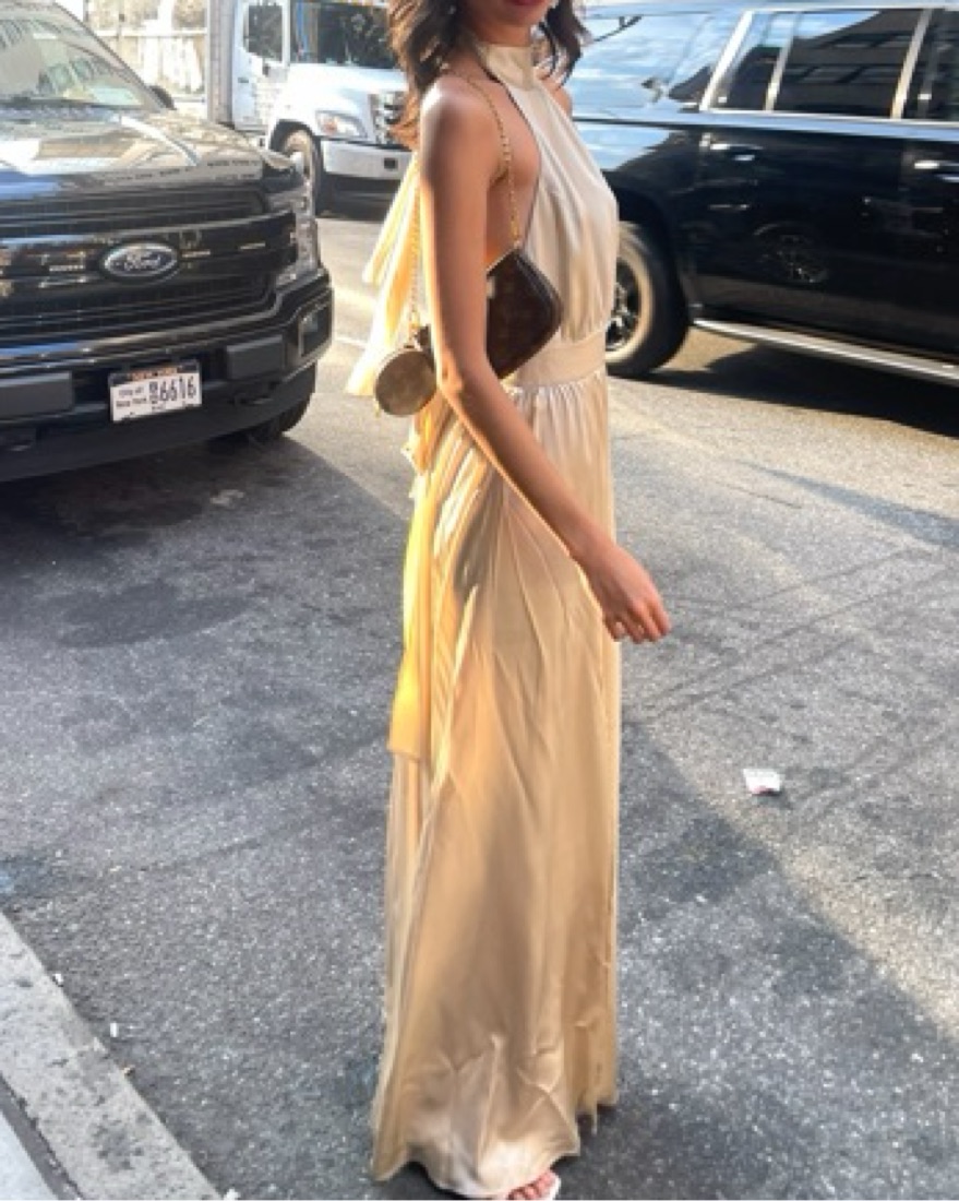 slim fit dress slacks Beaumont Cream Gold Dress | Occasion Dress in Sizes XXS–6X