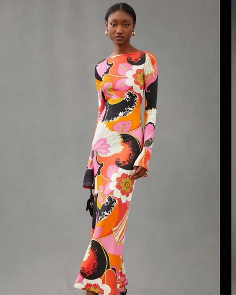 knee length dresses for ladies Torn by Ronny Kobo Tan Knit Long Sleeve Celeste Maxi Dress