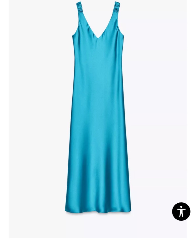 Zara Satin Blue Maxi Dress by Zara - Pickle