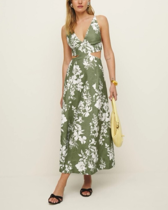Reformation Samara Linen Dress in Willow by Reformation - Pickle