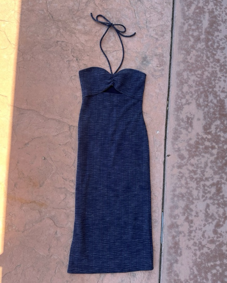 matching blue dress couple Sexy V-Neck Long Navy Blue Prom Dress with Appliques – FancyVestido main image 1
