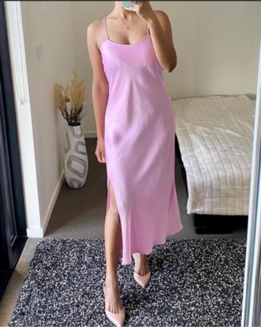 Pink Silky Midi Dress Zara - Image 1