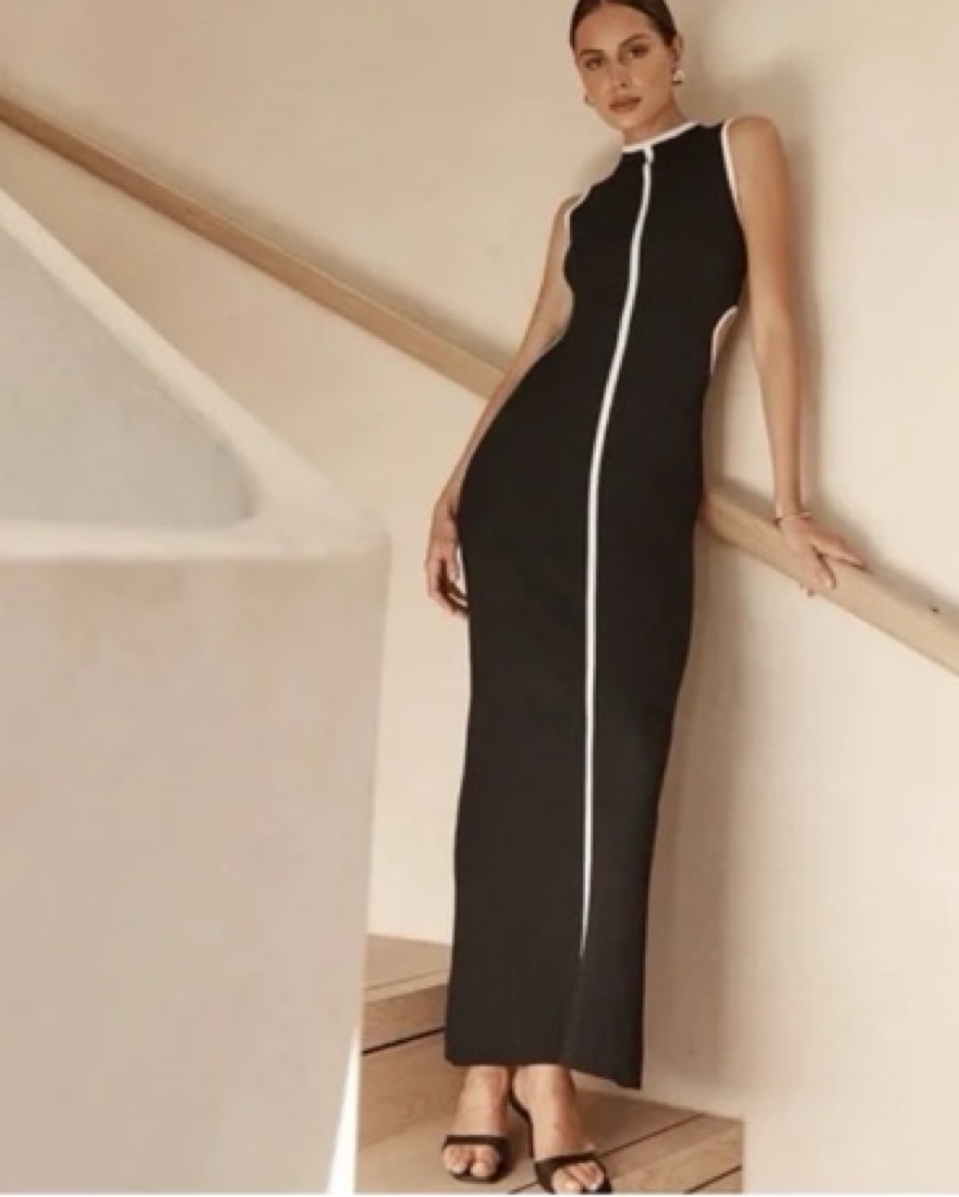 fitted lace wedding dress Sue Knit Maxi Dress in Black by Dissh main image 1