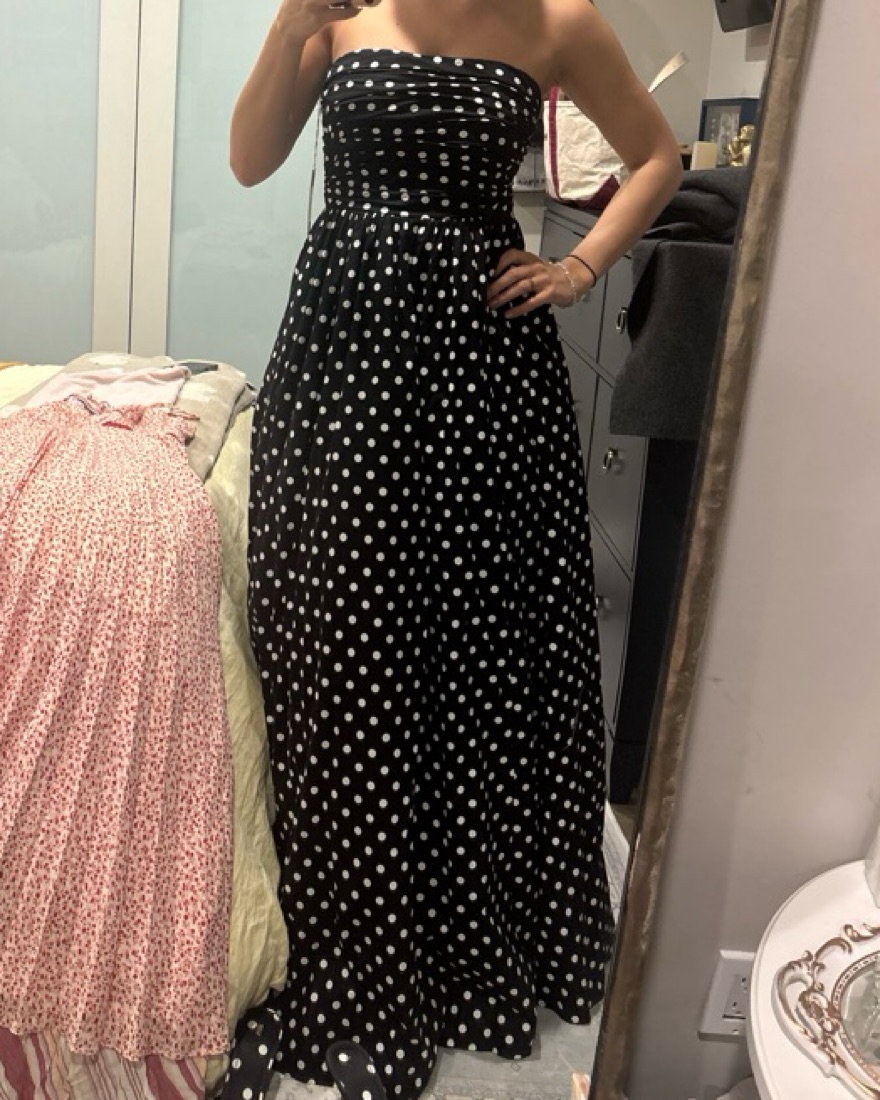 chinese dress ladies Reformation Blue Polka Dot Short Sleeve Maxi Dress