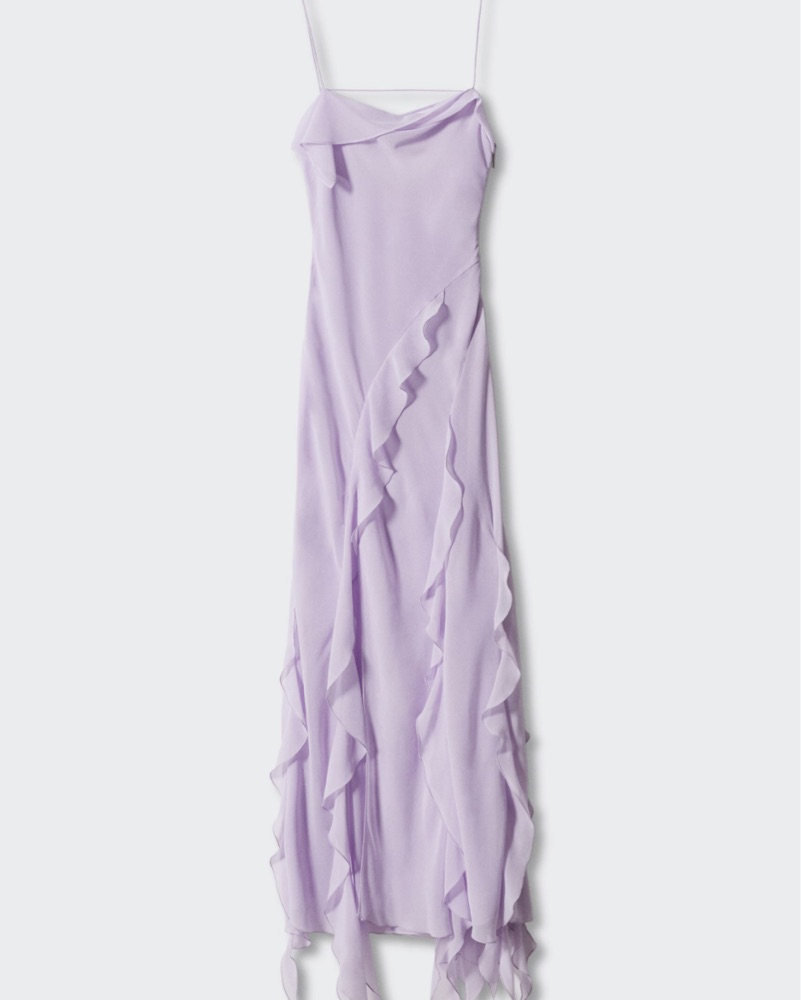 Mango Purple Ruffle Sheer Maxi Dress by MANGO - Pickle