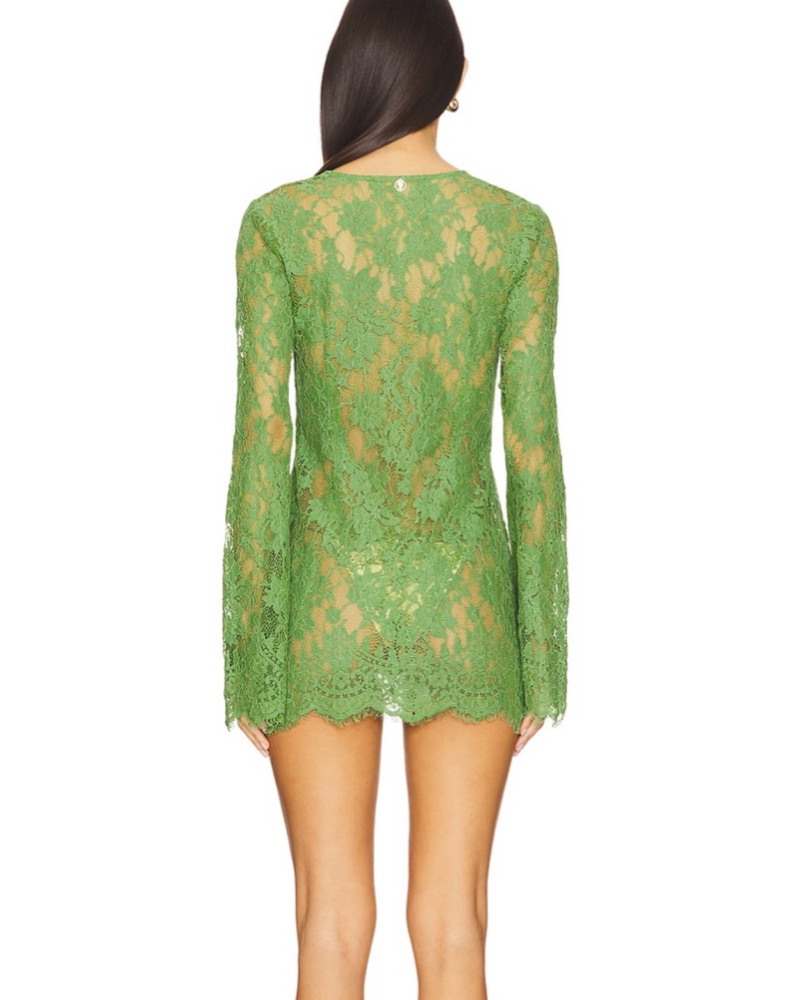 chinese dress ladies JESSICA GUIPURE LACE AND SILK GOWN IN GREEN | CULT MIA
