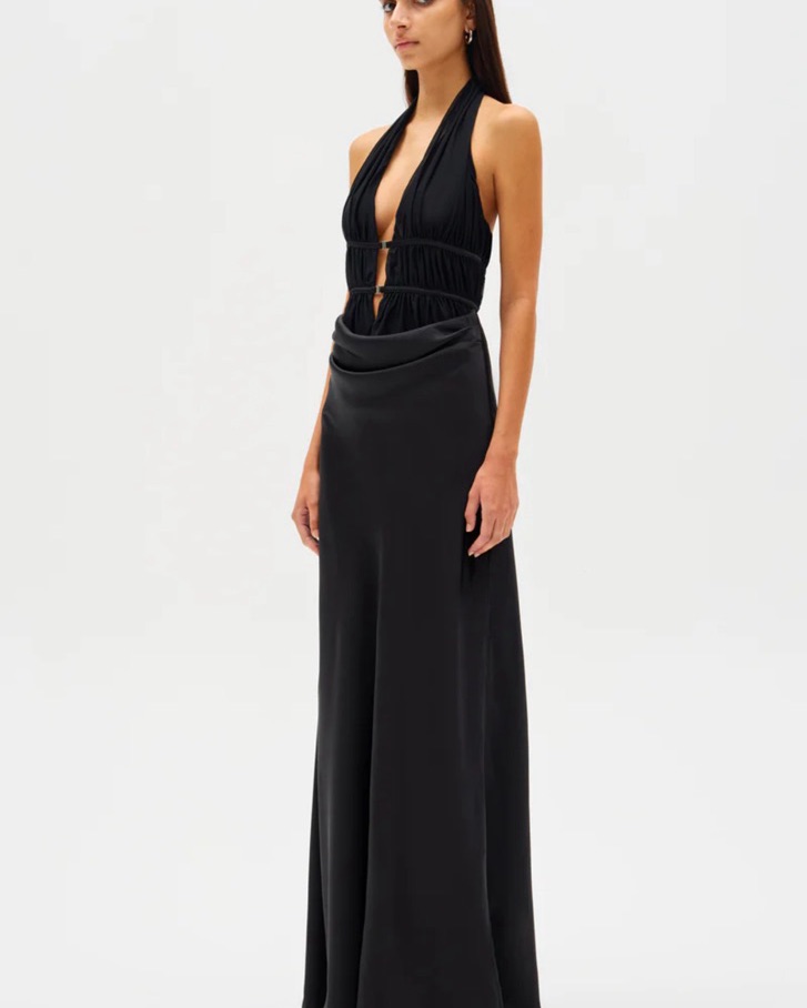 MISHA Celine Satin Maxi Dress by MISHA - Pickle