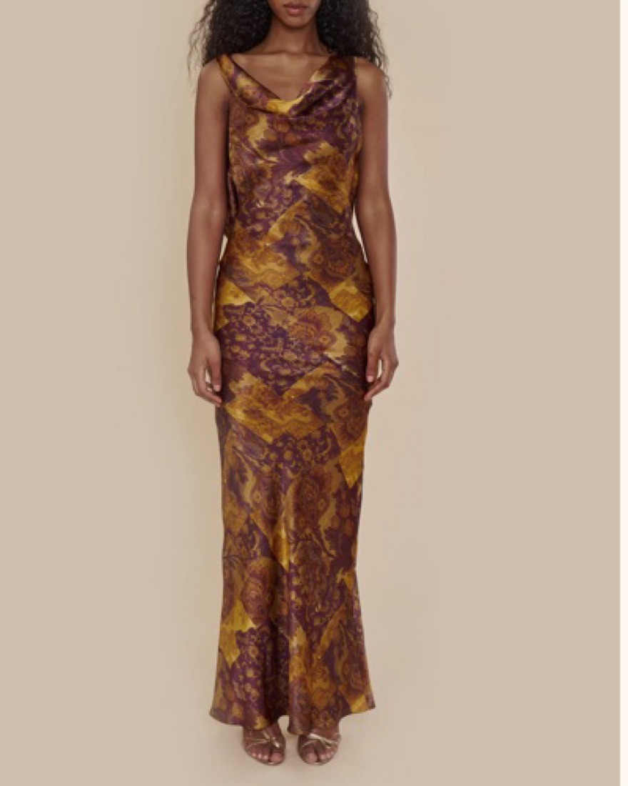Mirror Palais Plunging Back Cowl Dress G by Mirror Palais - Pickle