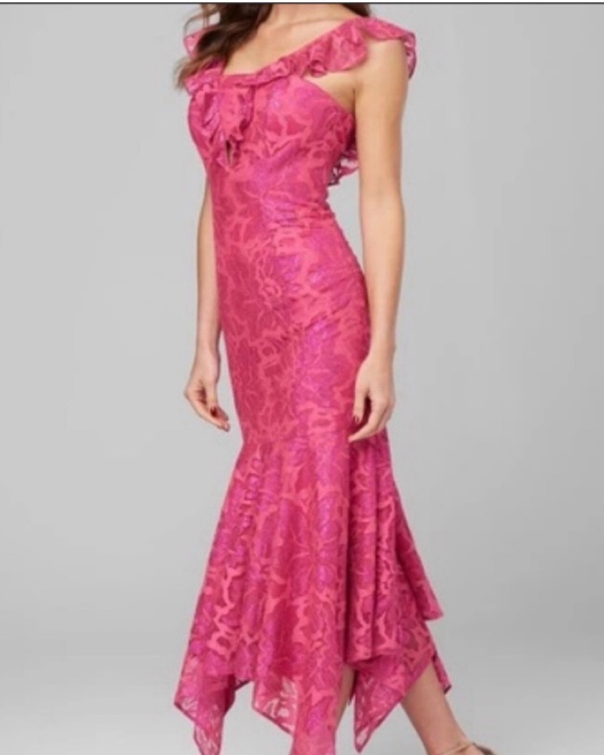 BEBE lace ruffle midi dress Size 12  - Image 1