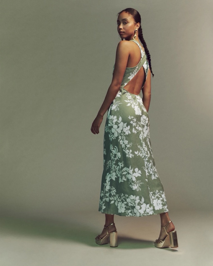 Reformation Casette Linen Floral Dress by Reformation - Pickle