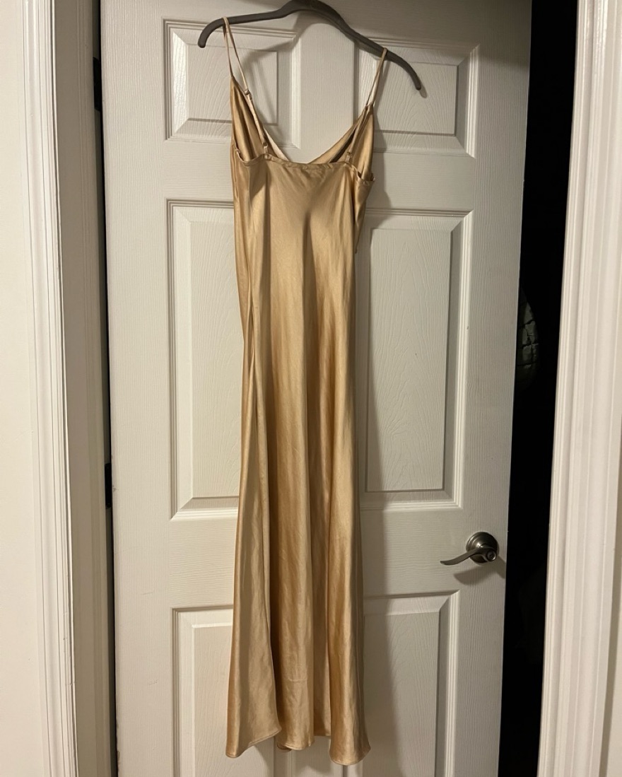 Gold Cowl Neck Dress with Slip - Image 5