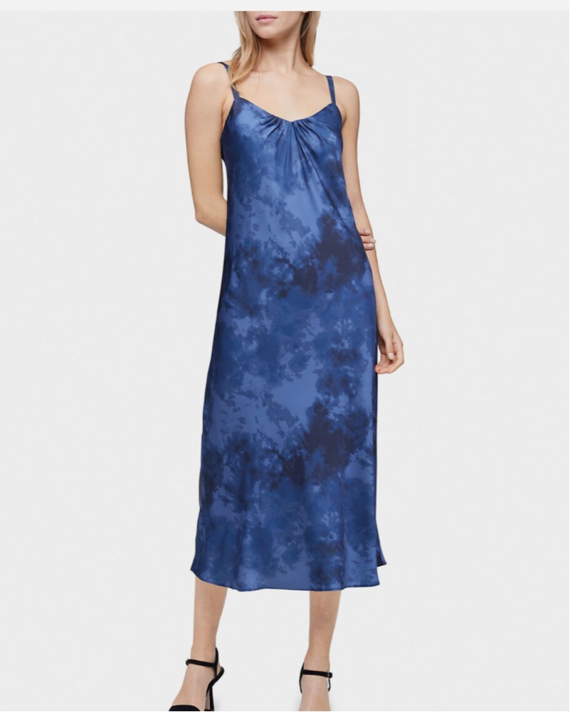 Calvin Klein Blue Silk Midi Slip Dress by Calvin Klein - Pickle